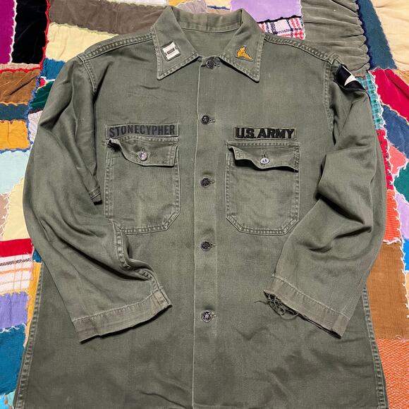 Vintage U.S. Army Military OG-107 Button Up Long Sleeve Medium - Picture 1 of 5